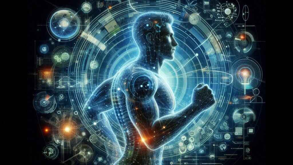 futuristic image of man depicting the evolution of wearable fitness technology