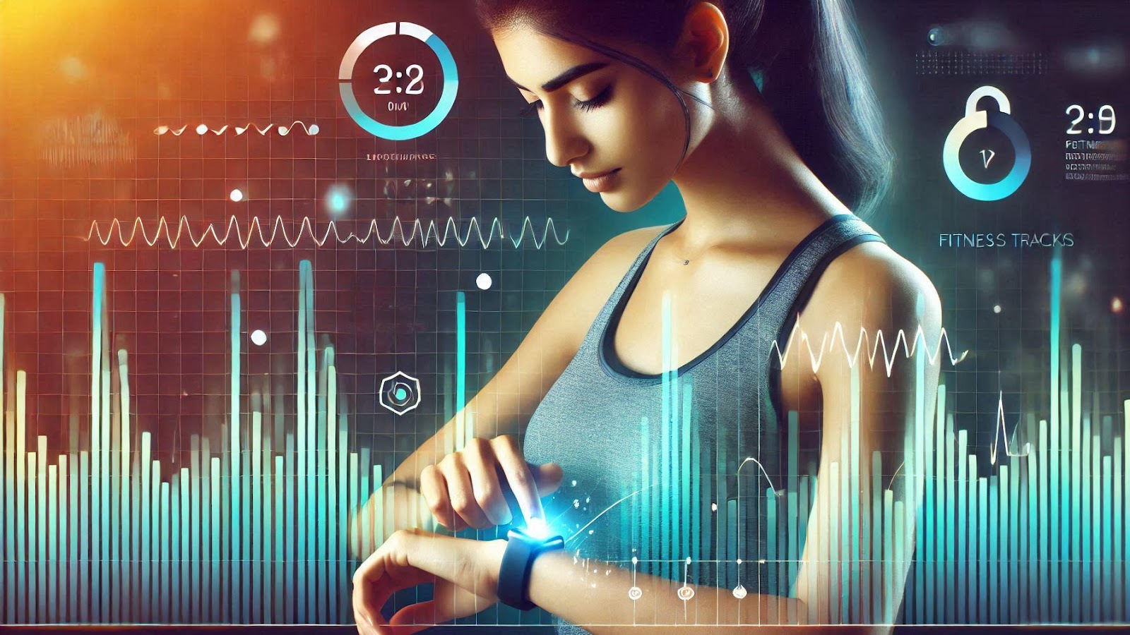 woman looking at her fitness tracker metrics to monitor progress
