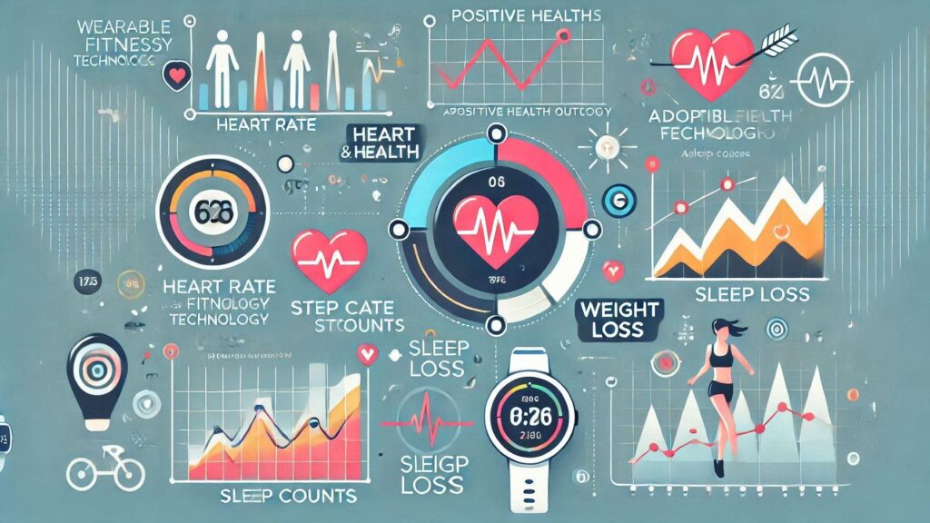 abstract representation of fitness data flowing and connecting, visualized as vibrant streams of light or energy. Incorporate elements suggesting wearables (subtle shapes reminiscent of smartwatches or fitness trackers)