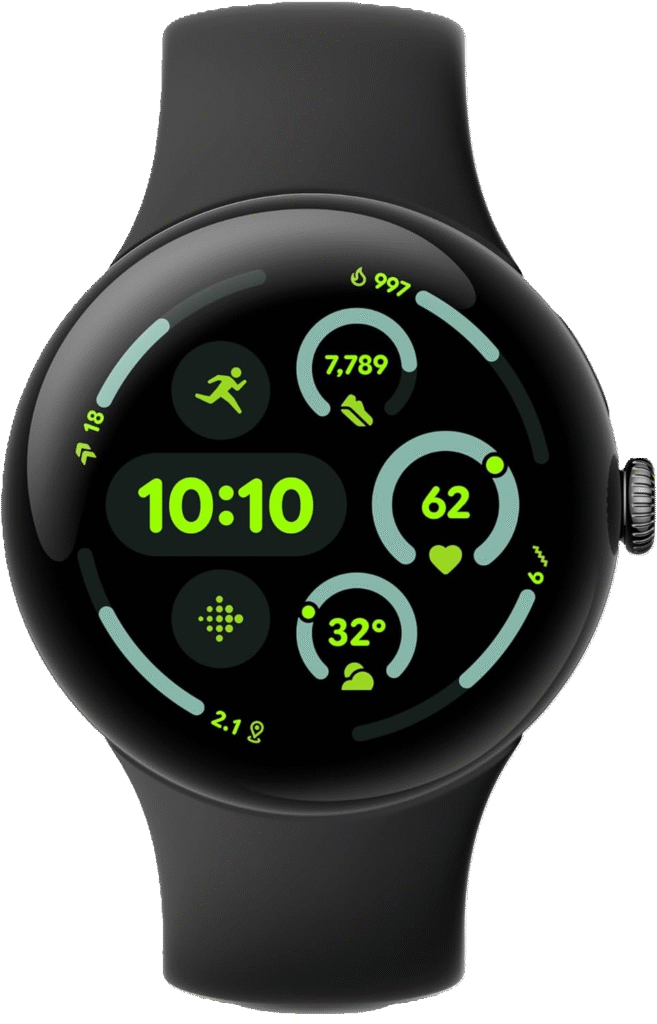 Google Pixel Watch 3 (45mm) Latest Model - Android Smartwatch, Heart Rate Tracking, Fitbit Advanced Running, Fitness Insights, 24-Hour Battery - Matte Black Aluminum Case - Obsidian Band - Wi-Fi.