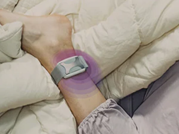 Apollo Neuro wearable used in a nighttime routine to improve sleep quality and support deep sleep